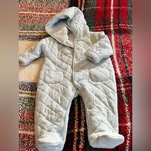 Little me quilted baby blue bunting one piece 3-6 months